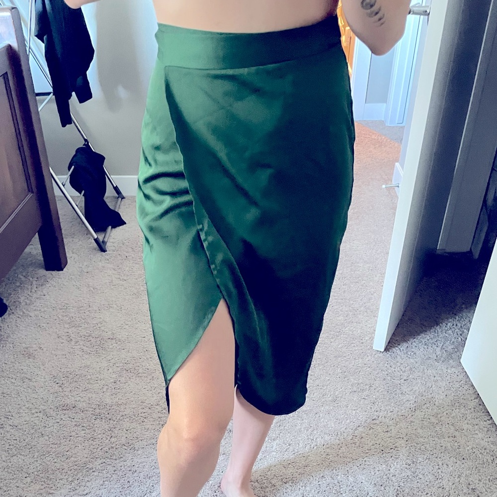 Forest Green Satin Wrap skirt